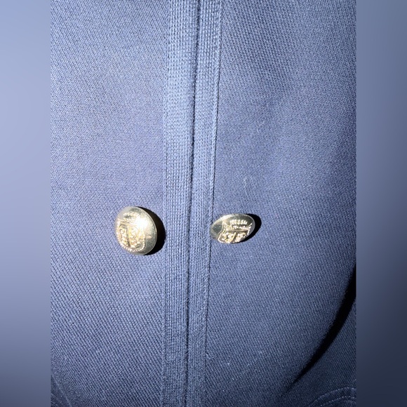 NWT Talbots Plus “Ashley” Navy Blue Twill Military Jacket with Gold Accents - Picture 12 of 14